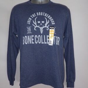 Bone Collector Mens M Long Sleeve T Shirt Skull Antlers Graphic Tee Shirt New